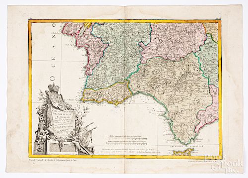 R. Zannoni 1771 hand colored map of Portugal