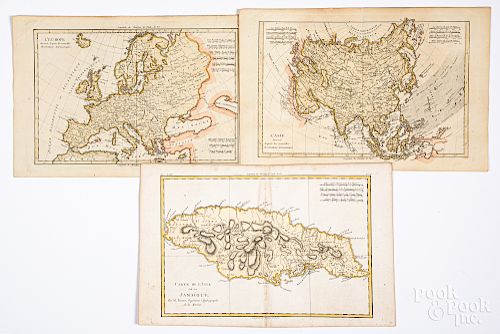 Three Bonne hand colored 1770 maps