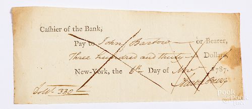 Aaron Burr signed check