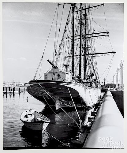 Two black and white schooner photographs