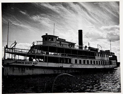 Three black and white ferry ship photographs
