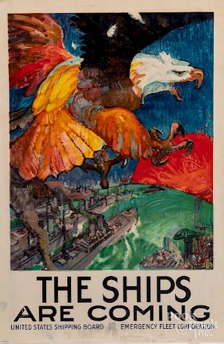 Four WWI propaganda original lithographs