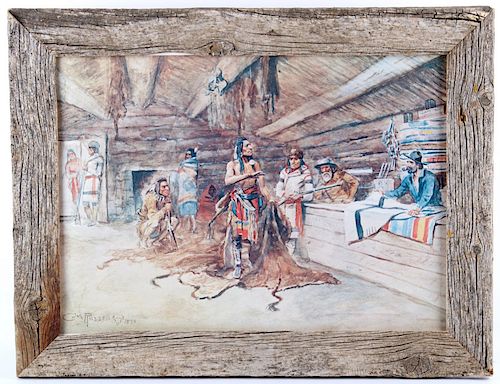Joe Kipp's Trading Post, Framed C.M. Russell Print