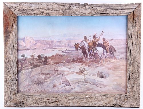 "Wagons Westward" Charlie Russell Framed Print