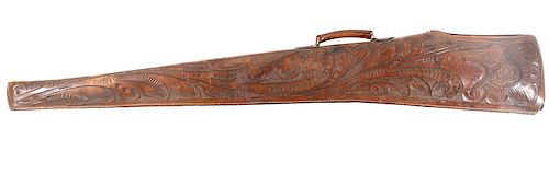 Rustic Western Hand Tooled Leather Rifle Scabbard