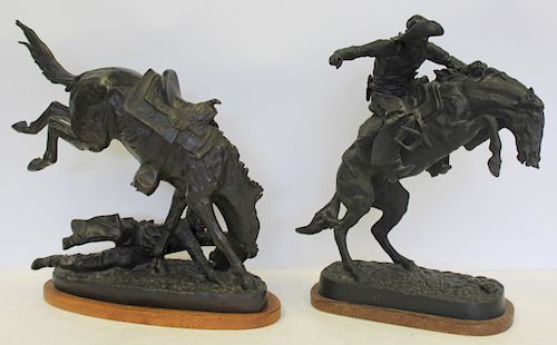 Two After Remington Bronze Sculptures