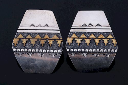 Thomas Singer Navajo Gold & Sterling Earrings