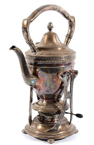 Monogrammed Gorham Tea Pot with Burner & Stand