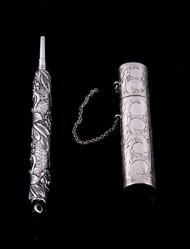 Victorian Chatelaine Sterling Silver Pencil & Case