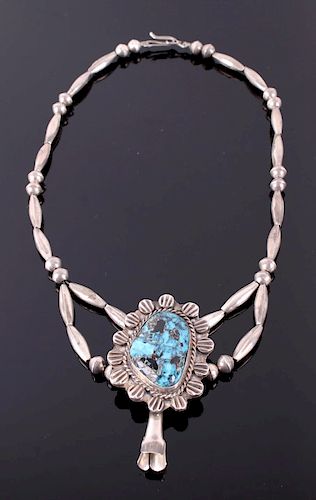 Navajo Morenci Turquoise Silver Necklace