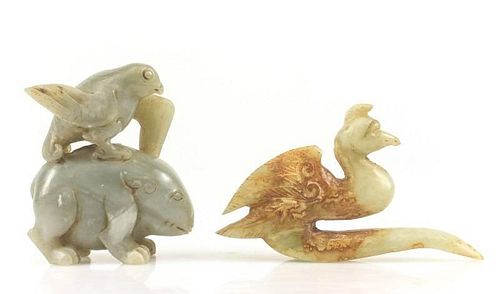 Two Chinese Carvings of Animals, Jade & Soapstone