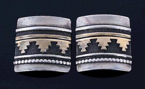 Thomas Singer Navajo Gold & Sterling Earrings