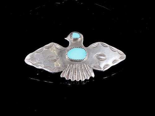 Zuni Sterling Silver & Turquoise Hair Barrette