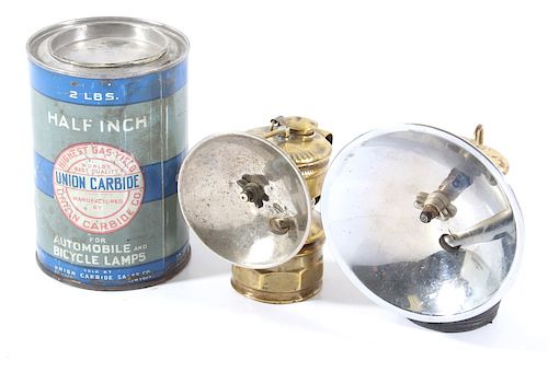 1930's Miners Brass Carbide Lamps and Oil Can