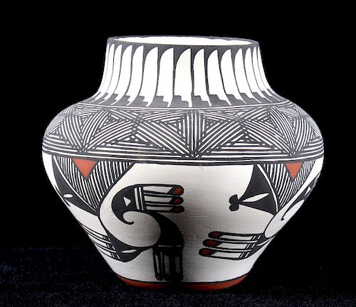 Signed Acoma Polychrome Pottery Jar c. 1950's