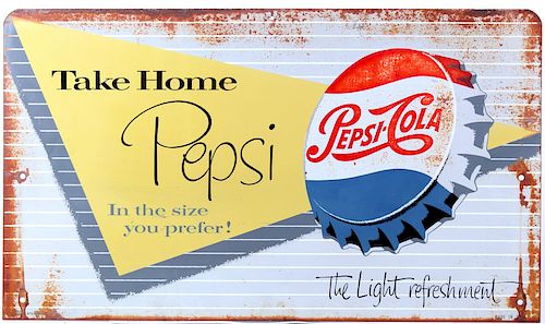1950's Pepsi-Cola Two Sided Metal Sign