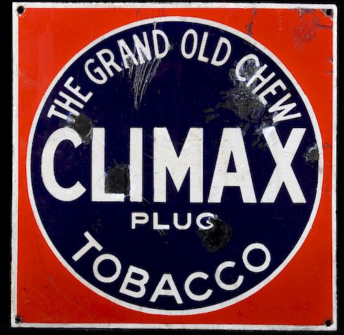 Climax Tobacco Porcelain Enamel Advertising Sign