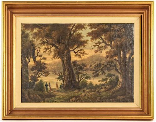 18th C. Continental Landscape with Figures, O/C