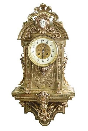 French Gilt Bronze A.D. Mougin Wall Clock