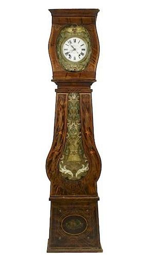 French Grain Painted Repousse Morbier Clock