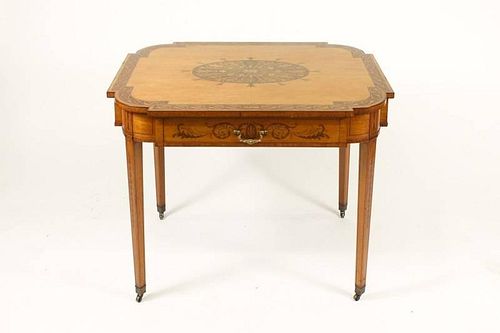 Edwardian Satinwood & Marquetry Inlaid Table