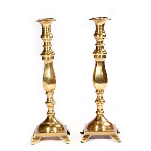 Pair of brass candlesticks.