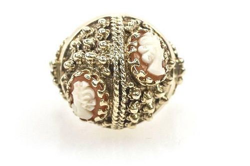 Domed Vintage Style 14k Gold & Cameo Ring