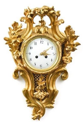 French Gilt Bronze Cartel Clock, Vincent et Cie