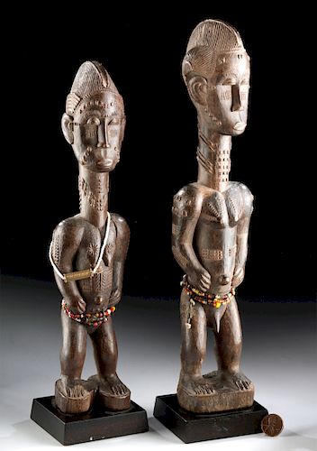 Pair of 20th C. Baule Wooden Figures - Blolo Bla & Bian