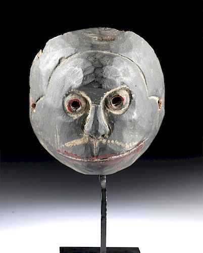 Early 20th C. Indonesian Painted Wood Monkey Mask