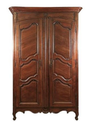 French Provincial Oak Two Door Armoire, 19th C.