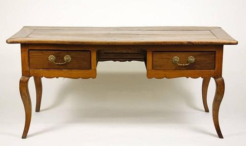 French Elm Wood Writing Desk, 19th C.