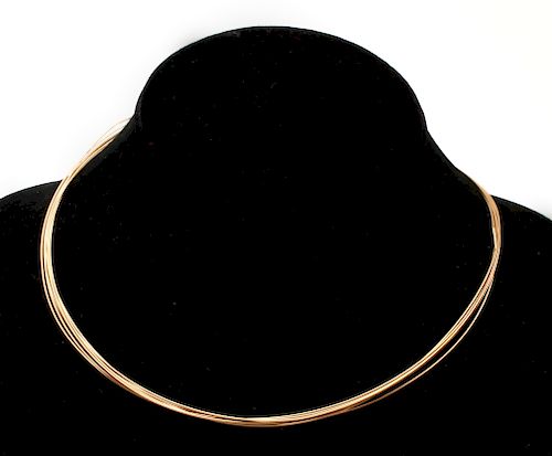 18K Yellow Gold 5-Wire Strand Choker / Necklace