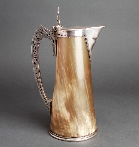 Henry William Dee Silver & Horn Pitcher 19th C.