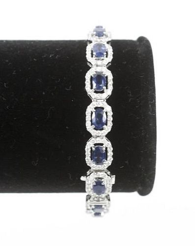 18k White Gold, Sapphire & Diamond Bracelet