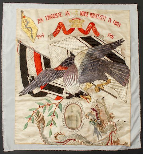 German Militaria Memorial Embroidery, Early 20th C