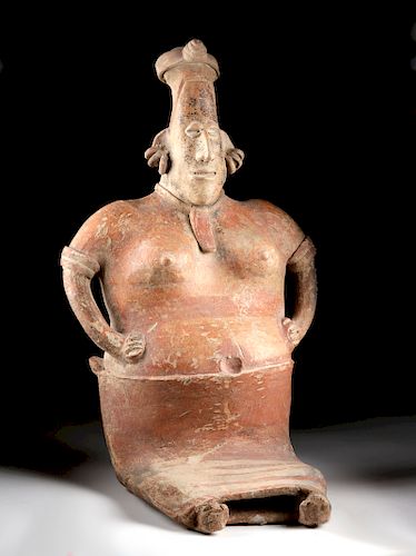 Large Jalisco Pottery Seated Female Figure
