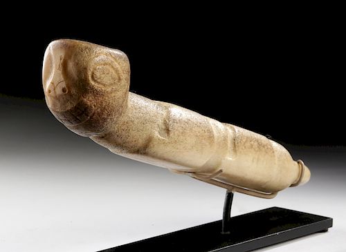19th C. Haida Bone Pipe w/ Human Face - ex Museum