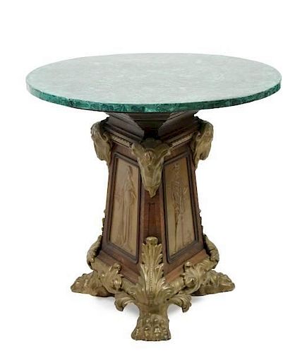 Malachite Veneered Center Table w/ Figural Mounts
