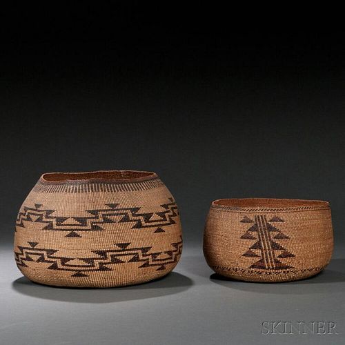 Two Northern California Twined Basketry Bowls