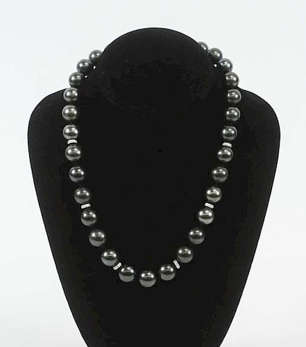 South Sea Pearl, 14k White Gold & Diamond Necklace