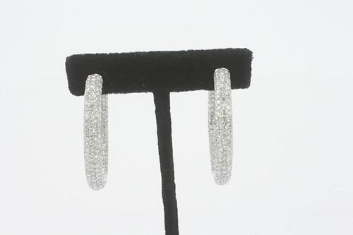 Pair of 18k White Gold & Diamond Huggie Earrings