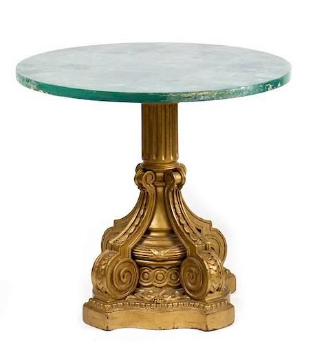 Giltwood Gueridon Table w/Jade Veneered Top