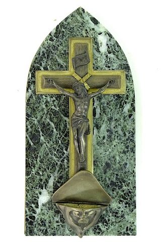 Antique Signed Bronze Mounted Jesus on cross