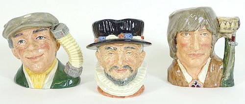 (3) Three Large Royal Doulton Porcelain Toby Mugs.