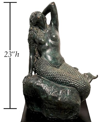 Kathy Spalding 'Mermaid Sunning' Bronze Sculpture