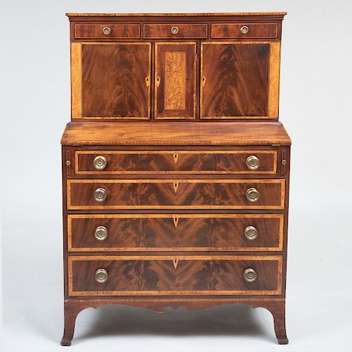 Federal Inlaid and Figured Birchwood and Mahogany Lady's Desk, Portsmouth, NY