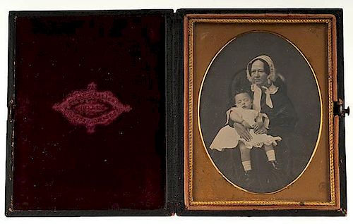 Quarter Plate Daguerreotype of Mother and Child, By Brady 