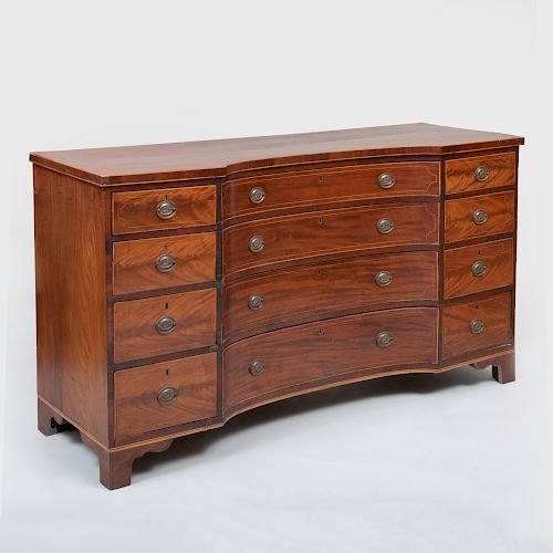 Federal Inlaid Mahogany Concave Dressing Chest, New York or Philadelphia