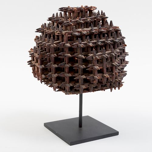 Folk Art 'Crown of Thorns' Geometric Wood Box